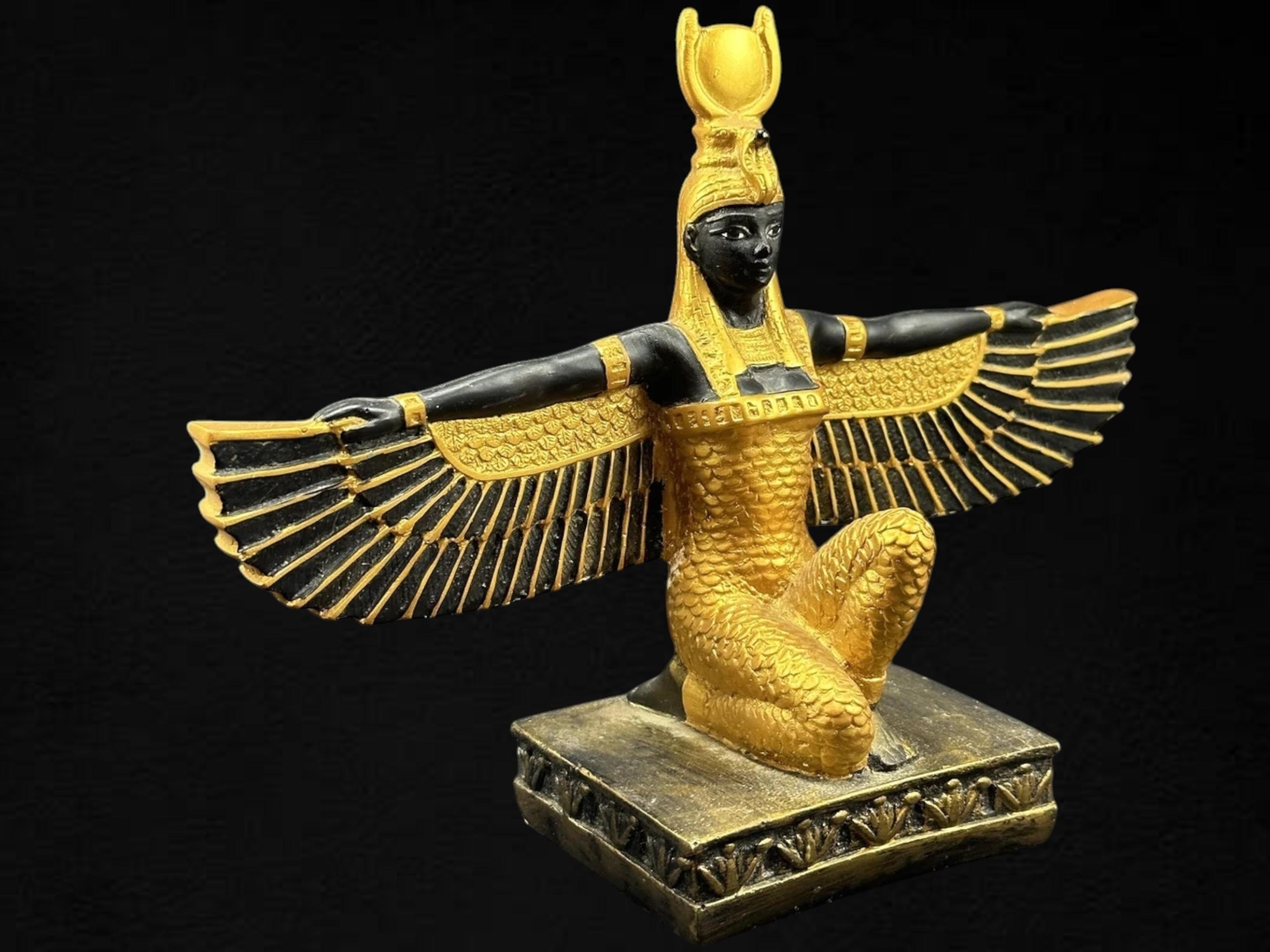 Isis Gold Goddess Statue With Open Wings for Yoga Studio Meditation ...
