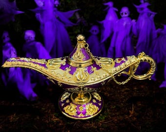 紫のアラジンランプ：ヴィンテージの魔神ランプ、アラビアンナイトの