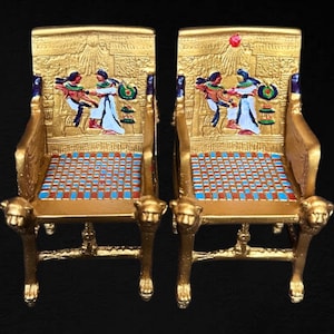 Tutankhamun Replica Throne Chair: Egyptian Relic, Handcrafted Decor