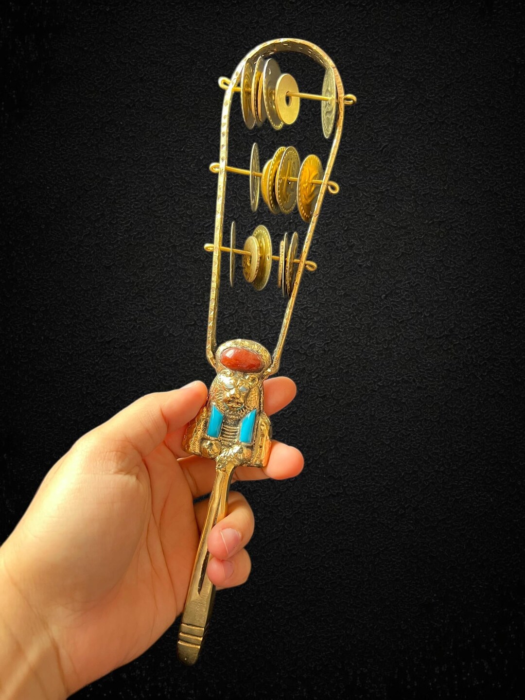 Sekhmet Brass Temple Sistrum | Ancient Egyptian Sacred Rattle ...