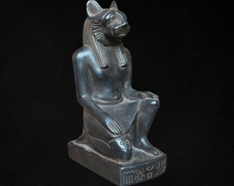 Handcrafted Sekhmet Statue: Black Stone Egyptian Goddess Figurine