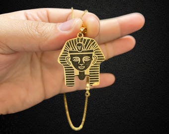 ゴールド真鍮製エジプトファラオペンダントネックレス、エジプト製古代