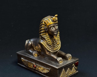 Réplica de la esfinge egipcia de bronce, única y hecha a mano. Escultura de esfinge hecha en Egipto.