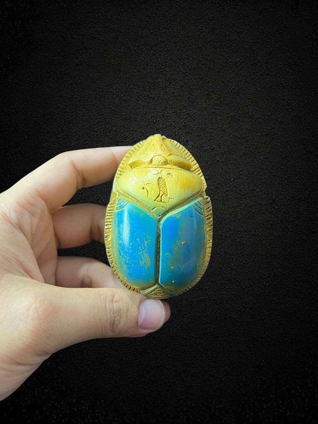 Blue and Gold Egyptian Scarab Beetle Replica: Symbol of Rebirth - Etsy