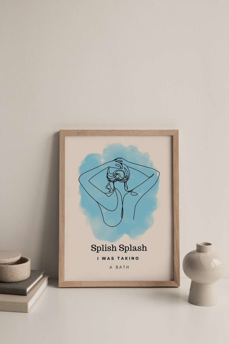 A Girl Taking a Shower Bathroom Wall Art Decor Splish Splash Etsy