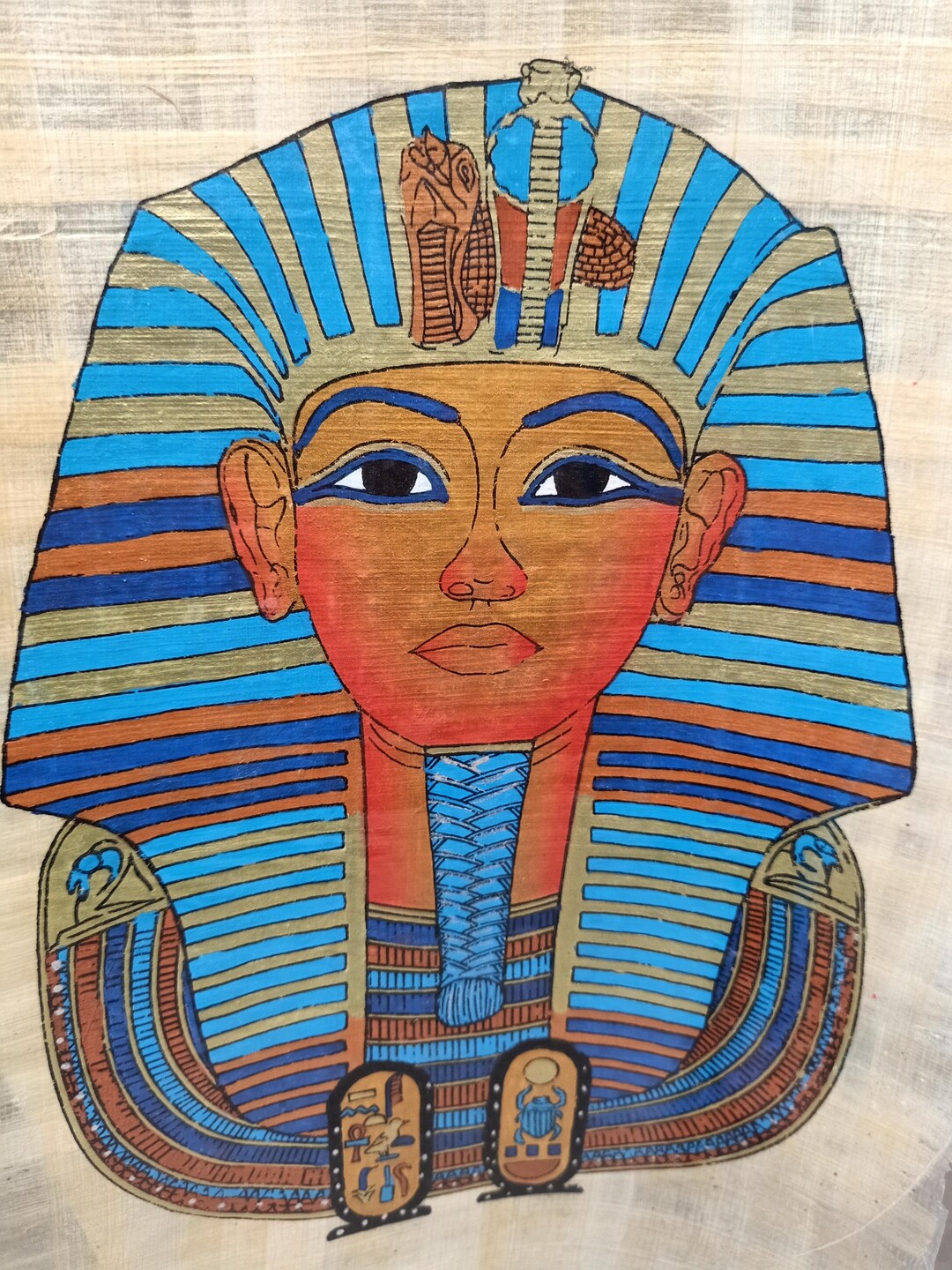 King Tutankhamun Painting: Handmade Egyptian Papyrus Art - Etsy