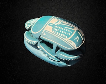 Handmade Egyptian Scarab Amulet: Hieroglyphic Protection Talisman