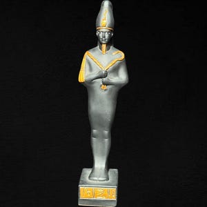 Handmade Osiris Statue: Egyptian God of Afterlife, Gold Accent