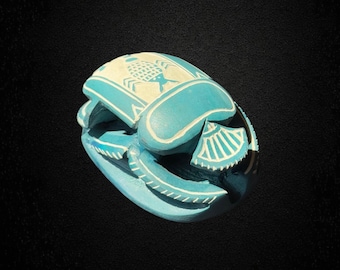 Handmade Egyptian Scarab Amulet: Hieroglyphic Protection Talisman