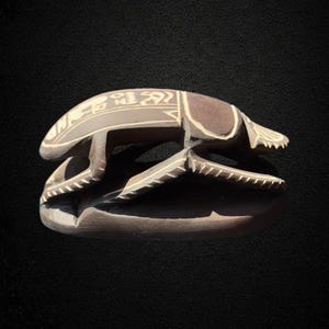 Unique Handmade Egyptian Scarab Beetle – Ancient Style Stone Amulet with Carved Hieroglyphs | Symbol of Luck and Protection Made in Egypt