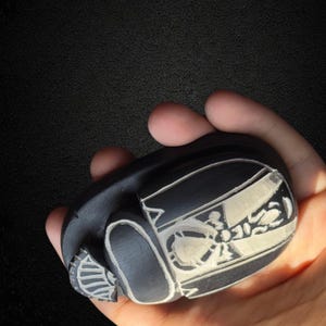 Egyptian Scarab Beetle Carving | Hieroglyphic Engraved Stone Amulet | Ancient Egypt-Inspired Decorative Gift Made in Egypt