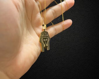 ゴールド真鍮製エジプトファラオペンダントネックレス、エジプト製古代