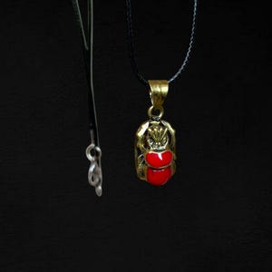 Rare Carved Scarab Pendant: Egyptian Gem Amulet Necklace