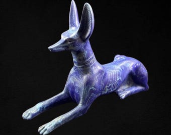 Statue of Egyptian god Anubis made of blue stone Egyptian god Anubis Sculpture Precious Statue Anubis statuette Egyptian altar Made In Egypt
