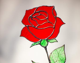 Handcrafted Stained Glass Rose Garden Pot Decoration