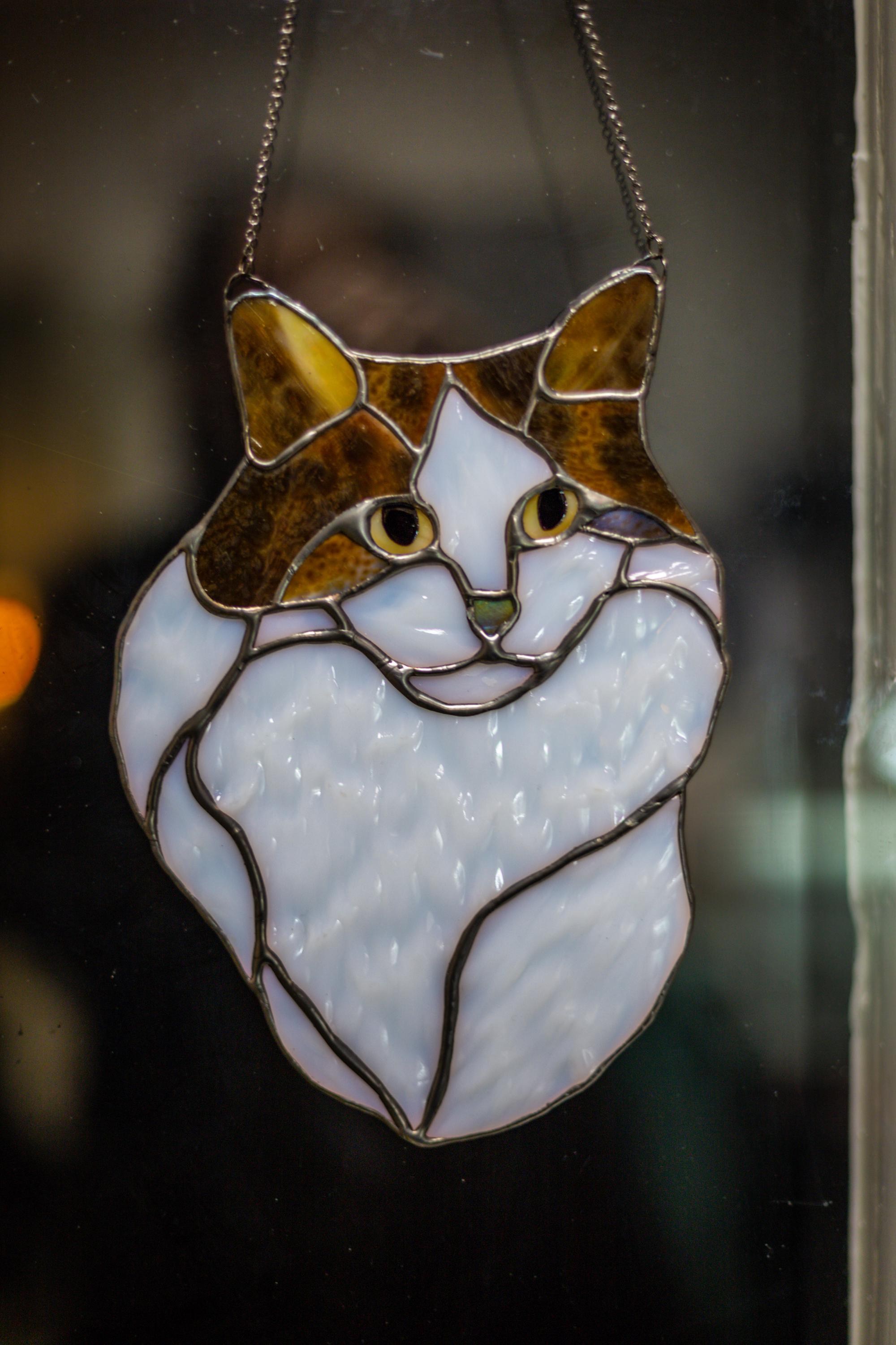 Custom Stained Glass Cat Suncatcher – Personalized Pet Portrait Made ...