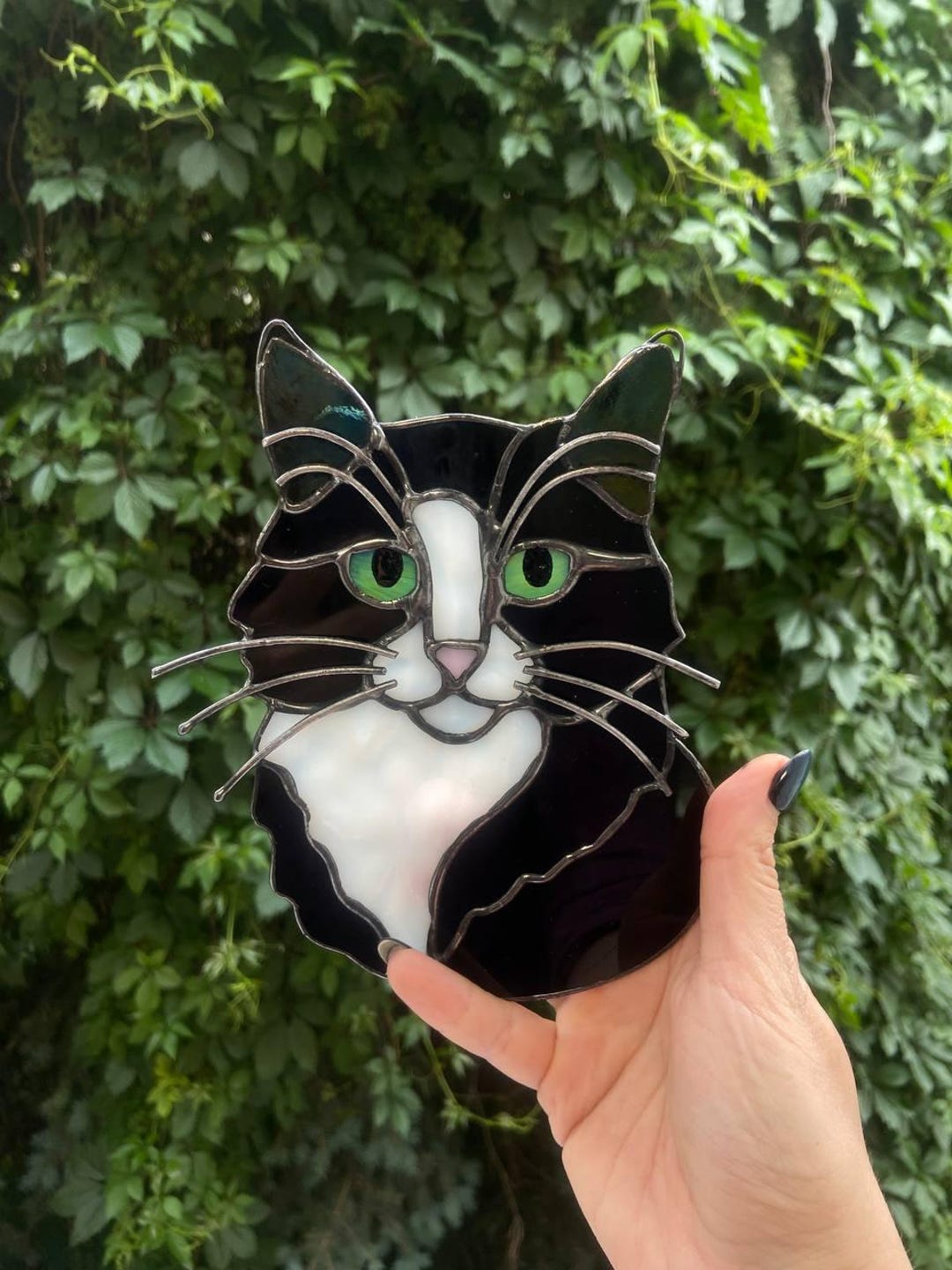 Custom Stained Glass Cat Suncatcher – Personalized Pet Portrait Made ...