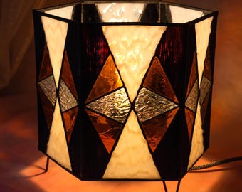 Elegant Evening Light Decor - Handmade Stained Glass Art Deco Lamp