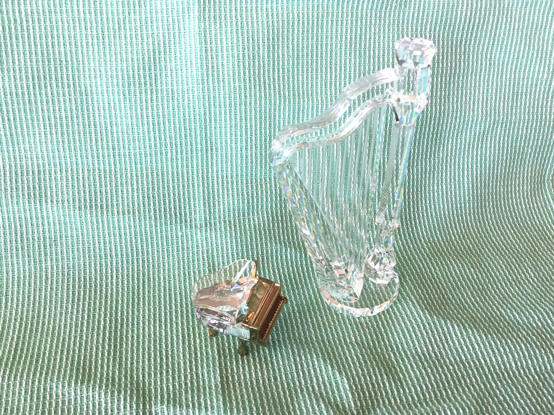 スワロフスキー　ピアノとハープのセット Swarovski Crystal Piano and Harp Combo Set # 19 - Etsy