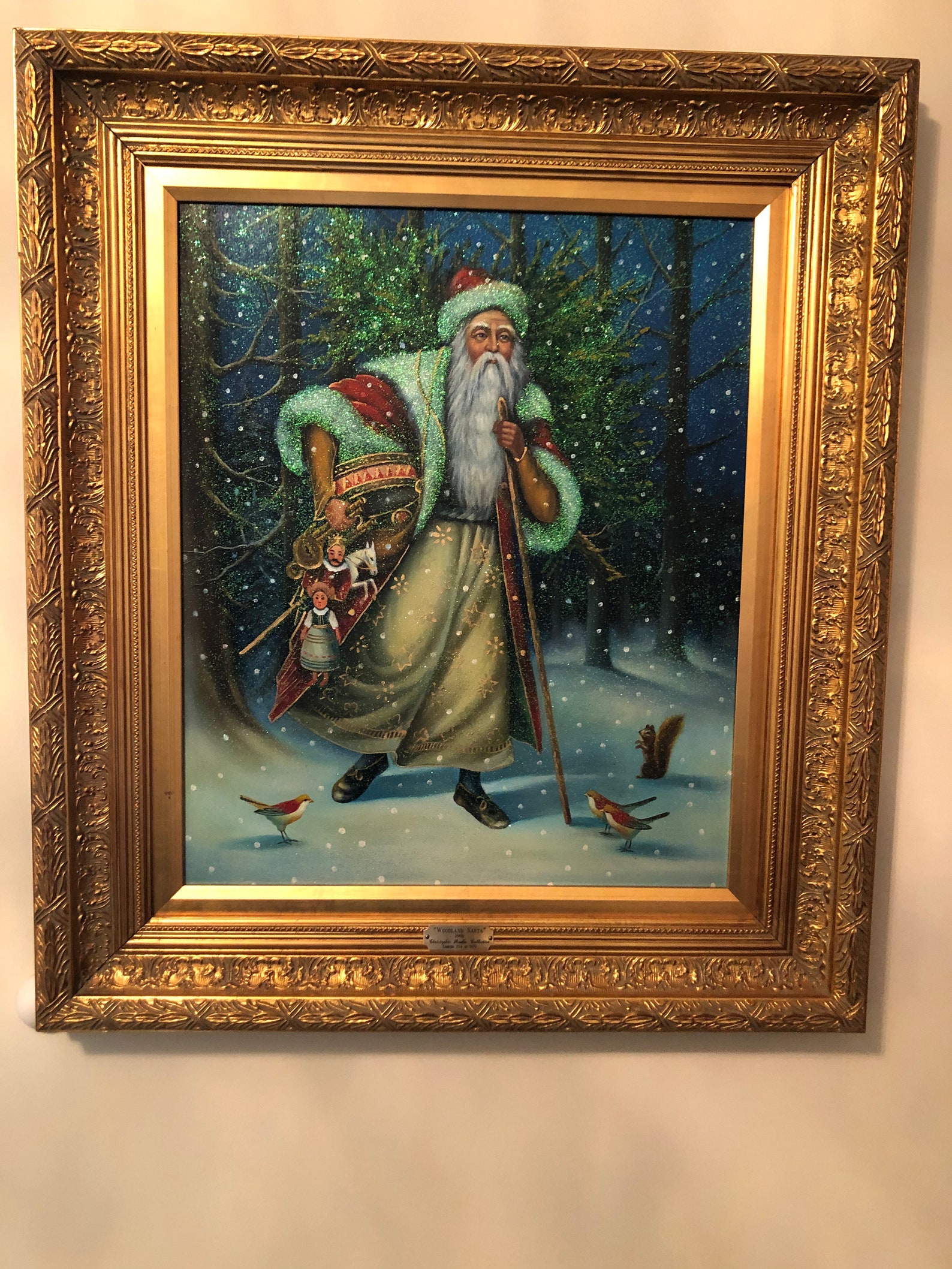 Sale Christopher Radko Woodland Santa 1996 Painting Etsy