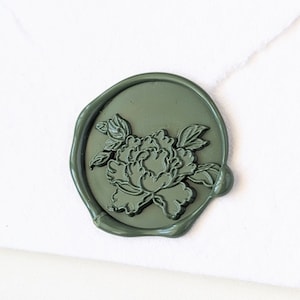 Sara Bernhardt Peony Handmade Self-Adhesive Stickers/Peel & Stick Wax Seals/Invitation/Seating Chart/Menu/Place Cards Wax Seals- Set of 25