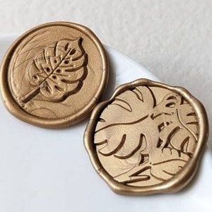 Monstera/Tropical Leaf Leaf Handmade Self-Adhesive Wax Seal Stickers/Peel & Stick Wax Seals/Invite Seals- Set of 25