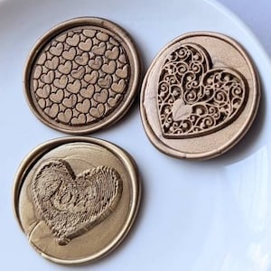 Hearts Handmade Self- Adhesive Wax Seal Stickers/Peel & Stick Wax Seals/Invitation- Endless Hearts/Intricate Heart/Biometric- - Set of 25