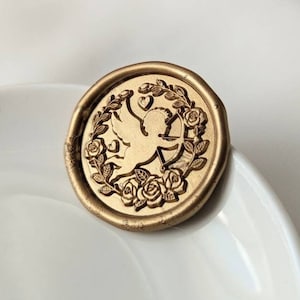 Cupid Handmade Self-Adhesive Wax Seal Stickers/ Peel & Stick Wax Seals/ Invitation Wax Seals- Set of 25