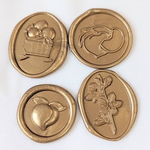 Peach/Peach Blossom Handmade Self- Adhesive Wax Seal Stickers/Peel & Stick Wax Seals/Invitation Wax Seals- Set of 25