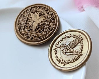 Hummingbird Handmade Self-Adhesive Wax Seal Stickers/ Peel & Stick Wax Seals/ Invitation/Seating Chart/Menu/Place Cards Wax - Set of 25