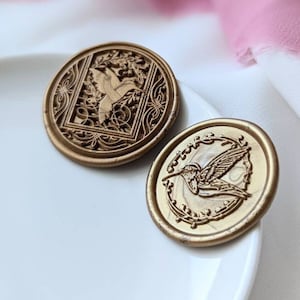Hummingbird Handmade Self-Adhesive Wax Seal Stickers/ Peel & Stick Wax Seals/ Invitation/Seating Chart/Menu/Place Cards Wax - Set of 25