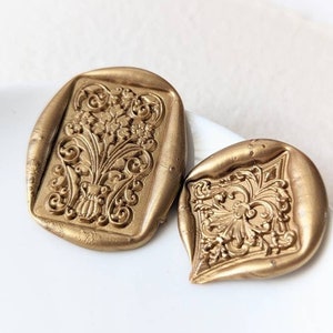 Filigree/Vintage Florals Handmade Self-Adhesive Wax Seal Stickers/Peel & Stick Wax Seals/Invitation Wax Seals- Set of 25