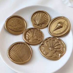Seashell/Pearl/Clam/Nautical/Beach Wedding Handmade Self-Adhesive Wax Seal Sticker/Peel & Stick Wax Seal/Invitation/Seating Chart- Set of 25