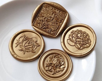 Peony - Handcrafted Self-Adhesive Wax Seals- Set of 25