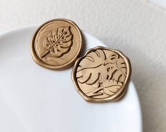 Monstera/Tropical Leaf Leaf Handmade Self-Adhesive Wax Seal Stickers/Peel & Stick Wax Seals/Invite Seals- Set of 25