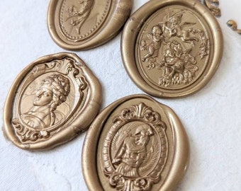 Victorian Lady, Lady Justice, Trojan, Angels - Hand-crafted Self-Adhesive Wax Seals- Set of 25