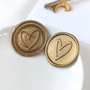 Handwritten Heart Handmade Self-Adhesive Wax Seal Stickers/ Peel & Stick Wax Seals/ Invitation Wax Seals- Set of 25