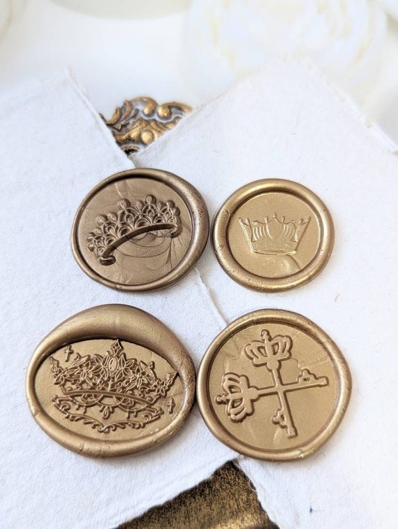 Crown/tiara/scepters/royal Wedding/quinceañera Handmade Self-adhesive Wax  Seal Stickers/peel & Stick Wax Seals/invitation/favors Set of 25 