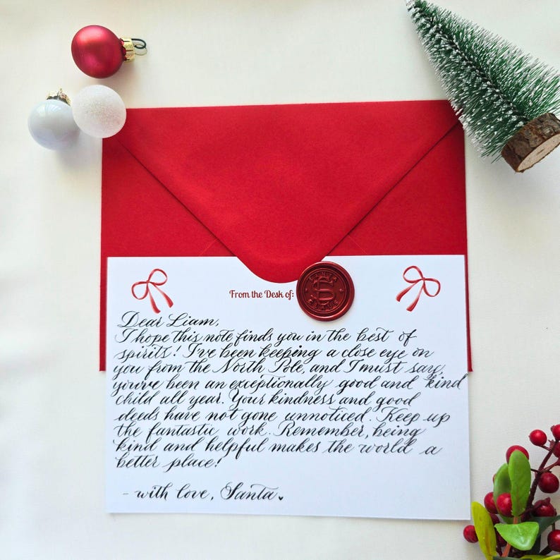Santa Post Box Note Post Card From Santa- Handwritten Note From Santa- Personalized With ...