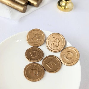 Serif Monogram ( A-Z) Handmade Self- Adhesive Wax Seal Stickers/ Peel & Stick Wax Seals/ Invitation Wax Seals- Set of 25