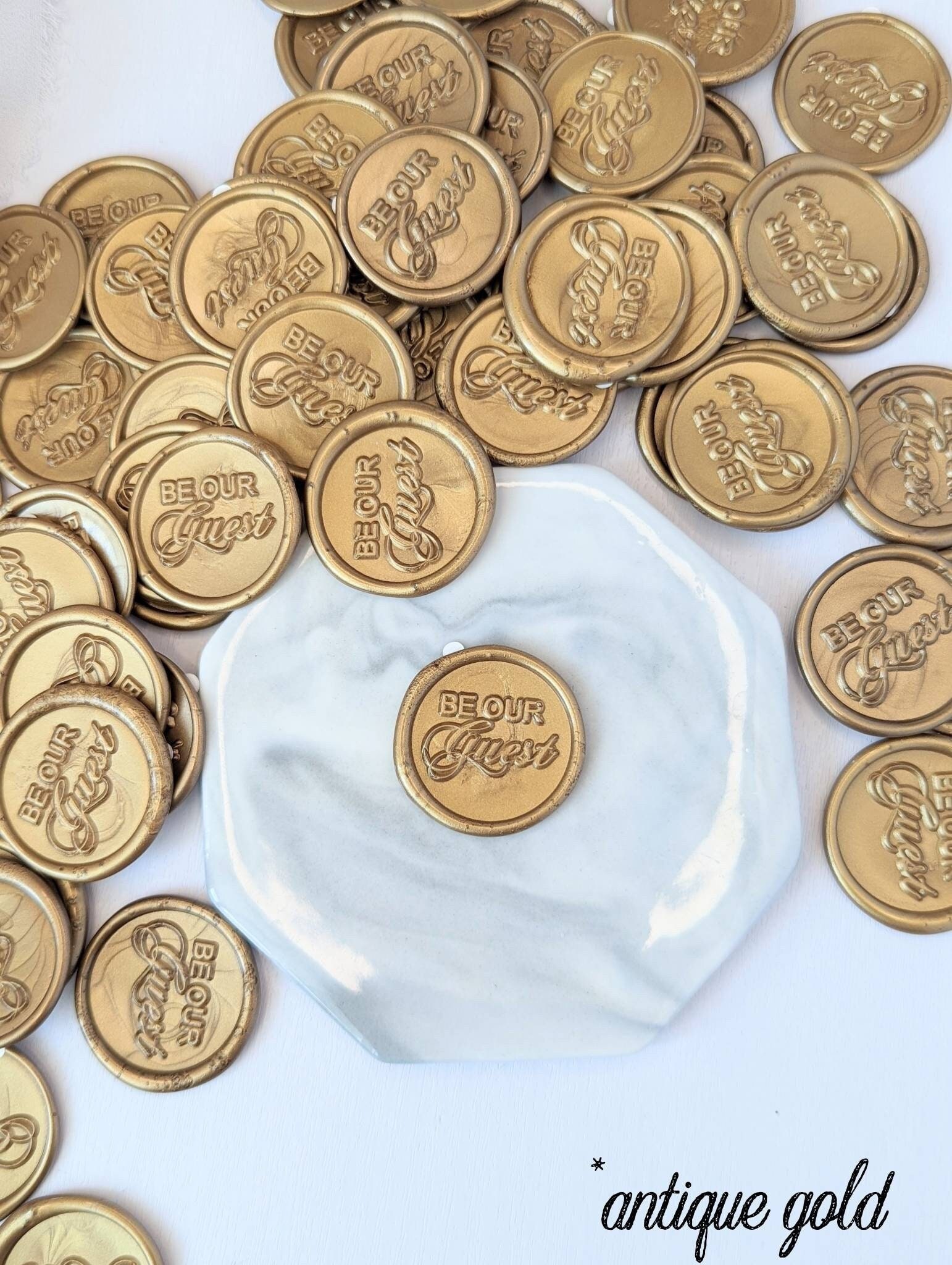 Be Our Guest Handmade Self-Adhesive Wax Seal Stickers/ Peel & Stick Wax Seals/ Invitation Wax Seals- Sets of 25
