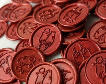 Sea Otters Handmade Self-Adhesive Wax Seal Stickers/ Peel & Stick Wax Seals/ Invitation Wax Seals- Set of 25
