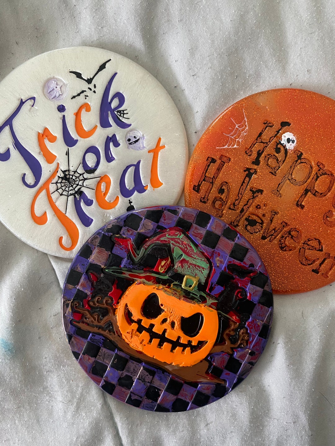 Halloween COASTER SET, Custom Halloween Coasters, Coaster Set, Spooky