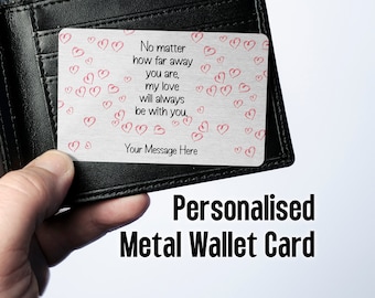 Egal wie weit weg Personalisiertes sentimentales Andenken Aluminium Brieftasche Karte Fern Beziehung Geschenk