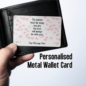 No Matter How Far Away Personalised sentimental keepsake aluminium wallet card long distance relationship gift