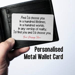 Id Choose You Sweet Sentimental Metal Wallet Card Gift pour lui ou elle, cadeau d'amour, cadeau d'une femme, anniversaire de mariage, Saint-Valentin