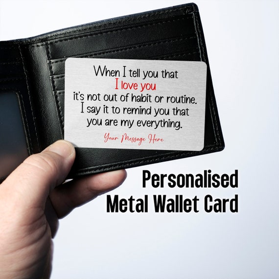 Personalized Metal Wallet Insert Card - Engraved Love Note Gift For Husband, Wife, Son, Daughter - View #7