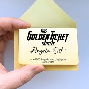 Chèque-cadeau personnalisé Golden Ticket | Bon cadeau d'anniversaire sentimental ou carte d'anniversaire, fête des mères, fête des pères, bon de voyage