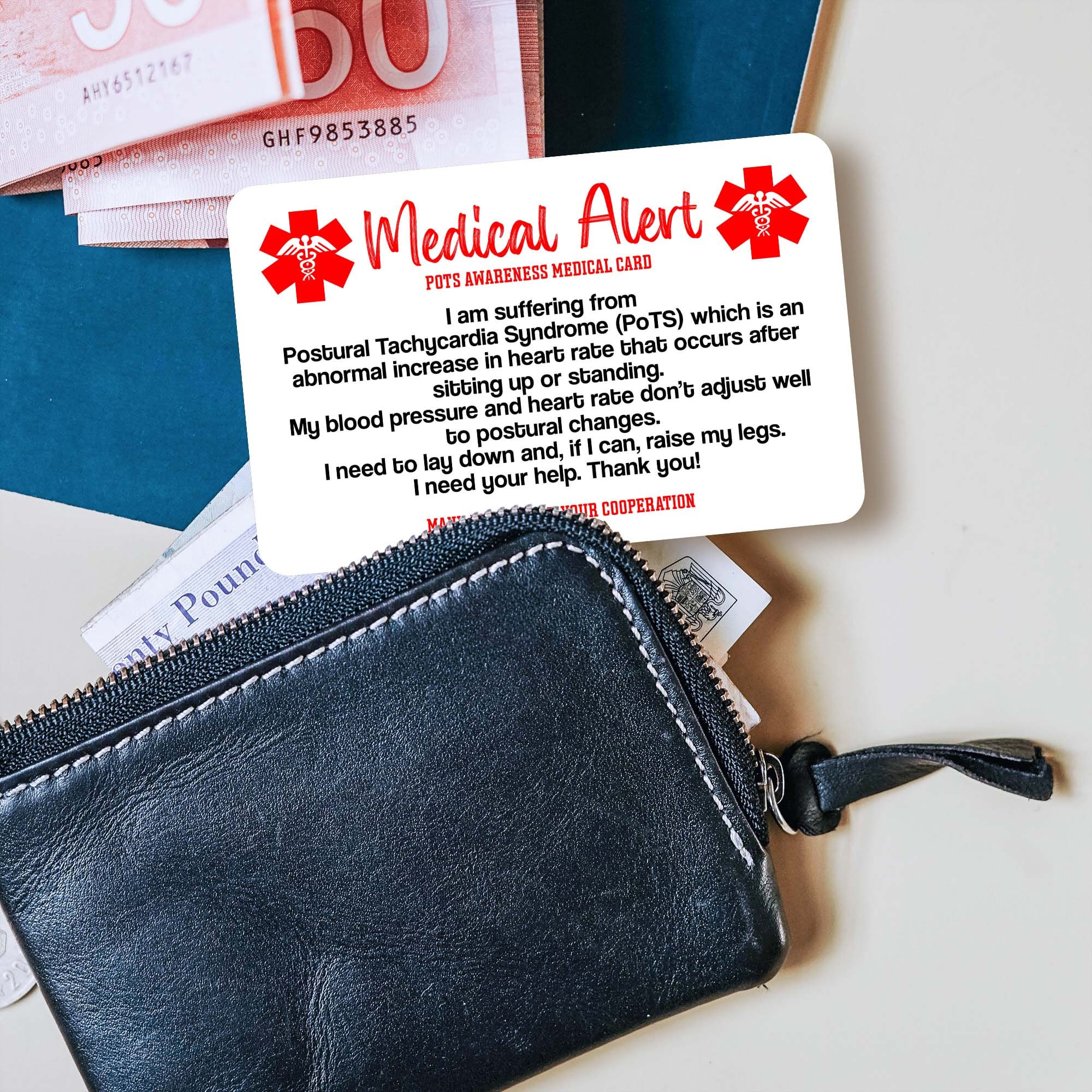 Pots Awareness Medical Alert Card Postural Orthostatic Etsy