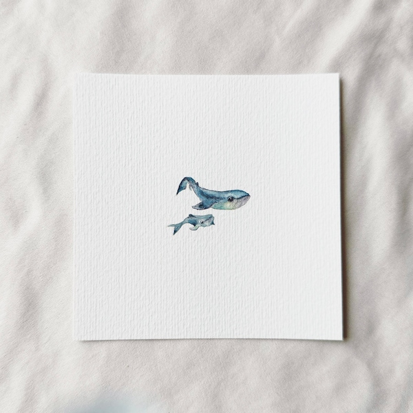 Aquarell Wale - Miniatur Kunstdruck nach Original